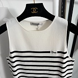 Dior Striped Knit Sleeveless Vest