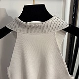 Chanel Halter-Neck Polo Knit Top