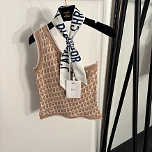 Dior Oblique Asymmetric One-Shoulder Top with Twilly Scarf