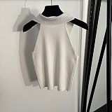 Chanel Halter-Neck Polo Knit Top