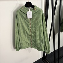 Dior Lightweight Hooded Windbreaker Jacket in Sage Green