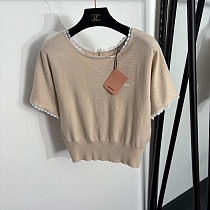 Miu Miu Knit Top with Lace Trim