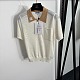 Chanel Contrast Polo-Collar Short-Sleeve Knit Top
