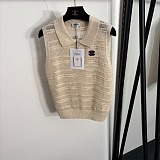 Chanel Polo-Collar Cable-Knit Vest