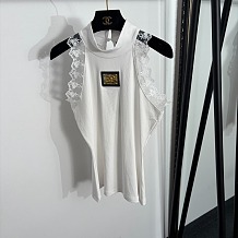 Dolce & Gabbana Lace-Trim Halter-Neck Ribbed Top