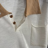 Chanel Contrast Polo-Collar Short-Sleeve Knit Top