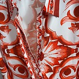 Dolce & Gabbana Majolica Print Shirt and Maxi Skirt Set