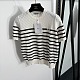 Dior Striped Pointelle Knit Short-Sleeve Sweater