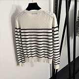 Dior Striped Pointelle Knit Long-Sleeve Sweater