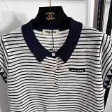 Miu Miu Striped Cotton Polo Shirt