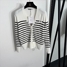 Dior Striped Single-button Knit Cardigan