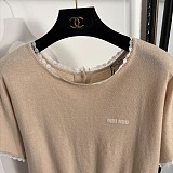 Miu Miu Knit Top with Lace Trim