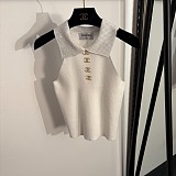 Chanel Halter-Neck Polo Knit Top