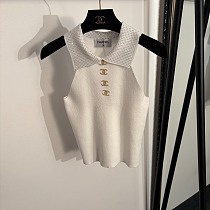 Chanel Halter-Neck Polo Knit Top
