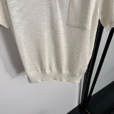 Chanel Contrast Polo-Collar Short-Sleeve Knit Top