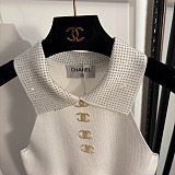 Chanel Halter-Neck Polo Knit Top