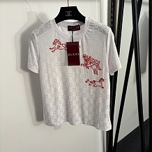 Gucci   Luxury White GG Monogram Jacquard Cotton Tee