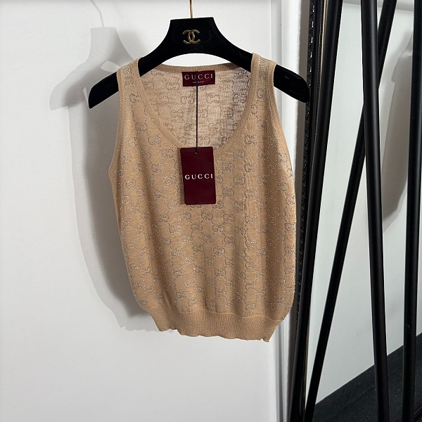 Gucci Lurex Metallic GG Monogram Knit Vest