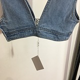 Loewe Cropped Embellished Denim Top