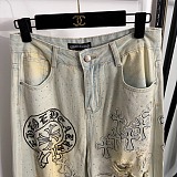Chrome Hearts Crystal Embellishments.Jeans