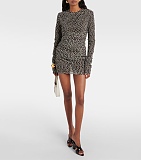 Saint Laurent Ruched Dress in Dotted Tulle