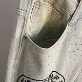 Chrome Hearts Crystal Embellishments.Jeans