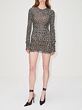 Saint Laurent Ruched Dress in Dotted Tulle