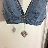 Loewe Cropped Embellished Denim Top