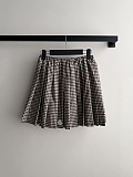 Moncler Vichy Cotton Blend Pleated Mini Skirt