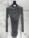 Saint Laurent Ruched Dress in Dotted Tulle