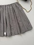 Moncler Vichy Cotton Blend Pleated Mini Skirt