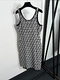 Fendi Black/White 'FF'  Print Sleeveless Mini Dress