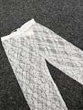Mesh Lace Cropped Leggings in White