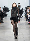 Blumarine Silk Georgette Dress with Fur in Black