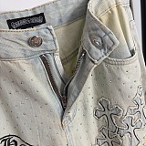 Chrome Hearts Crystal Embellishments.Jeans