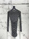 Saint Laurent Ruched Dress in Dotted Tulle