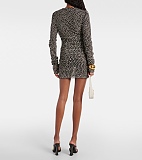 Saint Laurent Ruched Dress in Dotted Tulle