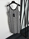 Fendi Black/White 'FF'  Print Sleeveless Mini Dress