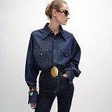 Celine Cotton Shirt in Denim Blue