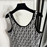 Fendi Black/White 'FF'  Print Sleeveless Mini Dress