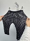 Mesh Lace Cropped Leggings in Black