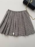 Moncler Vichy Cotton Blend Pleated Mini Skirt