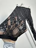 Mesh Lace Cropped Leggings in Black