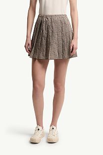 Moncler Vichy Cotton Blend Pleated Mini Skirt