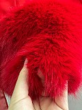 Blumarine Silk Georgette Dress with Fur in Red