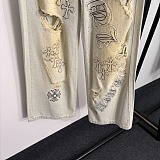 Chrome Hearts Crystal Embellishments.Jeans