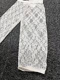 Mesh Lace Cropped Leggings in White
