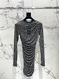 Saint Laurent Ruched Dress in Dotted Tulle