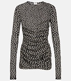 Saint Laurent Ruched Dress in Dotted Tulle