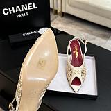 Chanel Mixed Fiber Leather Sandals in Ivory